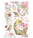 PAPIER DE RIZ A4 BOUQUET OF PEONIES 21 X 29.7CM CIAO BELLA CBRP240