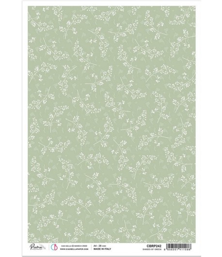 PAPIER DE RIZ A4 SHADES OF GREEN 21 X 29.7CM CIAO BELLA CBRP242
