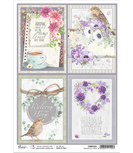 PAPIER DE RIZ A4 SPARROW HILL CARDS 21 X 29.7CM CIAO BELLA CBRP243