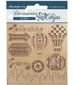 FORMES CARTON DECORATIVE CHIPS SIR VAGABOND TRAVEL 14X14CM - SCB133