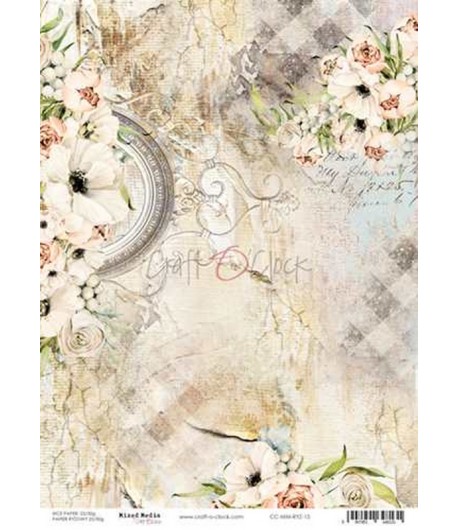 PAPIER DE RIZ A4  BLOOMING RETREAT  21 X 29.7 - RYZ15 - CRAFT O CLOCK