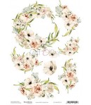 PAPIER DE RIZ A4  BLOOMING RETREAT  2 - 21 X 29.7 - CRAFT O CLOCK