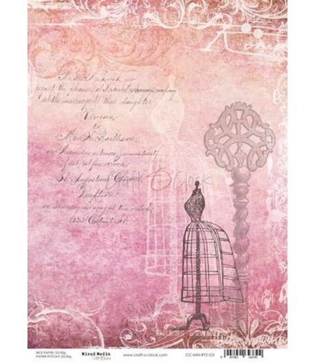 PAPIER DE RIZ A4  DREAM SHADOW 21 X 29.7 - CRAFT O CLOCK