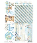 PAPIER DE RIZ A4  HELLO LITTLE BOY - 21 X 29.7 - CRAFT O CLOCK