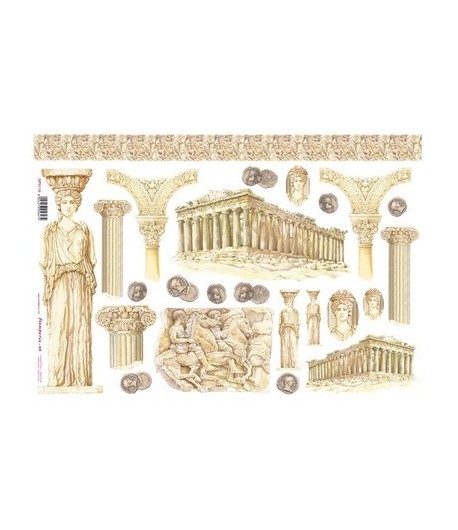 PAPIER DE RIZ GRECE ANTIQUE 33 X 48 CM DFS118 STAMPERIA