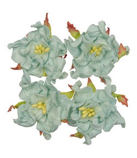 FLEURS GARDENIAS 4.5 CM x 4 - BLEU CLAIR