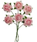 FLEURS ROSES 2.5 CM X 6 - ROSE CLAIR