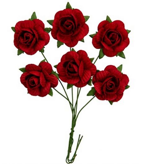 FLEURS ROSES 2.5 CM X 6 - ROUGE 