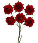 FLEURS ROSES 2.5 CM X 6 - ROUGE 