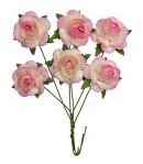 FLEURS ROSES 2.5 CM X 6 - ROSE / BLANC