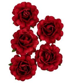 FLEURS ROSES 3.5 CM X 5 - ROUGE