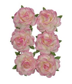 FLEURS ROSES 3 CM X 6 - BLANC / ROSE CLAIR