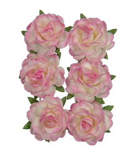 FLEURS ROSES 3 CM X 6 - BLANC / ROSE CLAIR