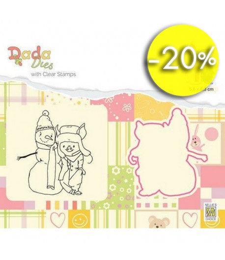 TAMPON + DIE COCHON ET BONHOMME DE NEIGE