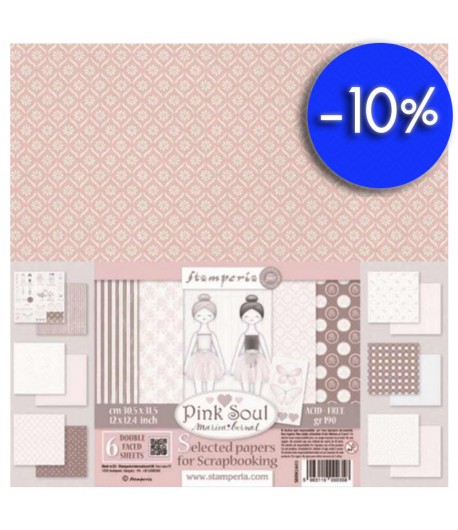 BLOC 6 FEUILLES PINK SOUL 30.5 X 30.5 CM