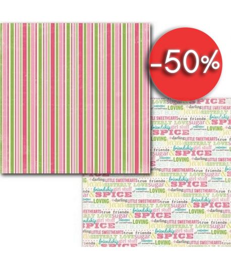 PAPIER SUGAR AND SPICE STRIPE 30.5 X 30.5 CM - CARTA BELLA TRUE FRIENDS