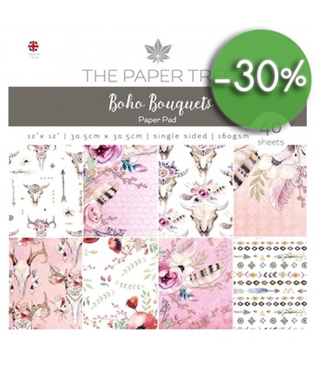 BLOC 40 FEUILLES 30.5 X 30.5 CM - BOHO BOUQUETS