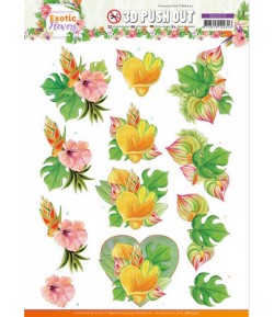 FEUILLE 3D EXOTIC FLOWERS - ORANGE FLOWERS SB10570
