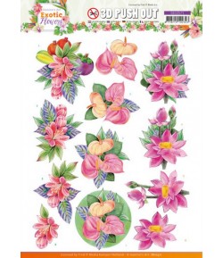 FEUILLE 3D EXOTIC FLOWERS - PINK FLOWERS SB10571