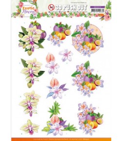FEUILLE 3D EXOTIC FLOWERS - PURPLE FLOWERS SB10572