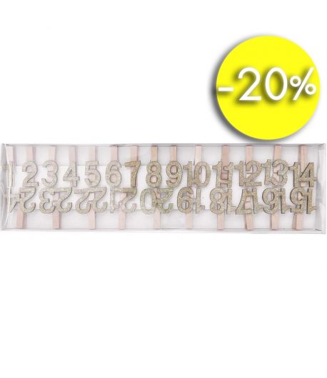 PINCES AVEC CHIFFRES PAILLETTES OR CALENDRIER DE L AVENT