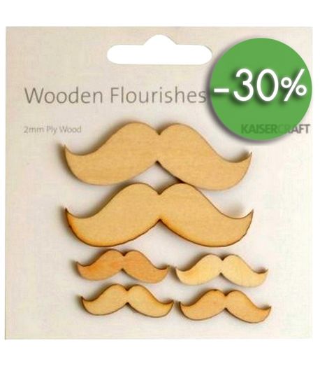 SUJETS BOIS MOUSTACHES X6
