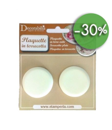 PLAQUES RONDES EN TERRE BLANCHE X2 DIAM 4.5CM
