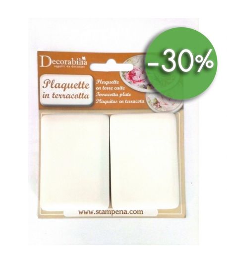 PLAQUES RECTANGULAIRES EN TERRE BLANCHE X2 7.2 X 5 CM