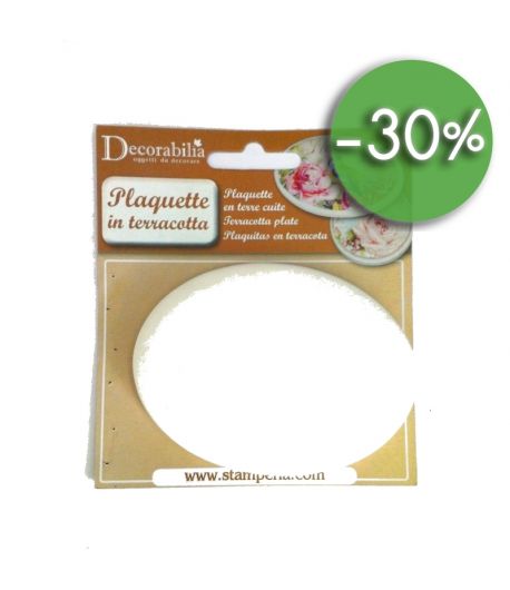 PLAQUE OVALE EN TERRE BLANCHE 10 X 7.3 CM