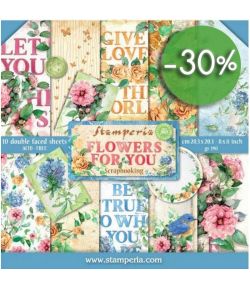 BLOC 10 FEUILLES FLOWERS FOR YOU 20.3 X 20.3 CM - SBBS05