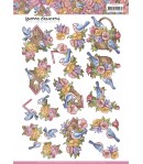 FEUILLE 3D BIRDHOUSE WITH BIRDS CD11823