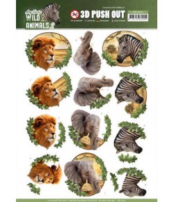 FEUILLE 3D AFRICA - WILD ANIMALS SB10351