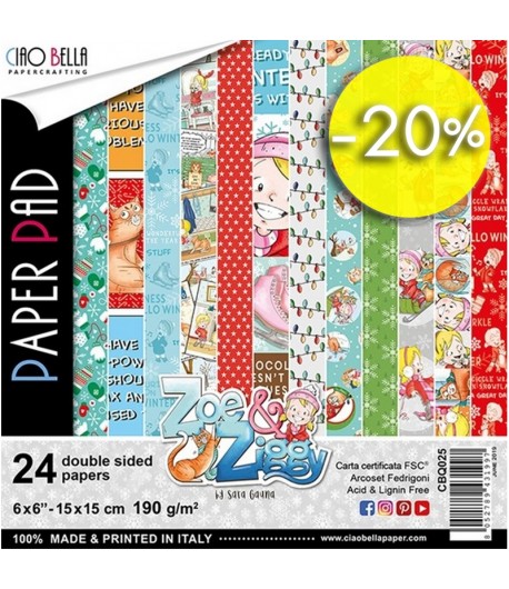 BLOC 24 FEUILLES ZOE ET ZIGGY CB 15X15 CM CBQ025