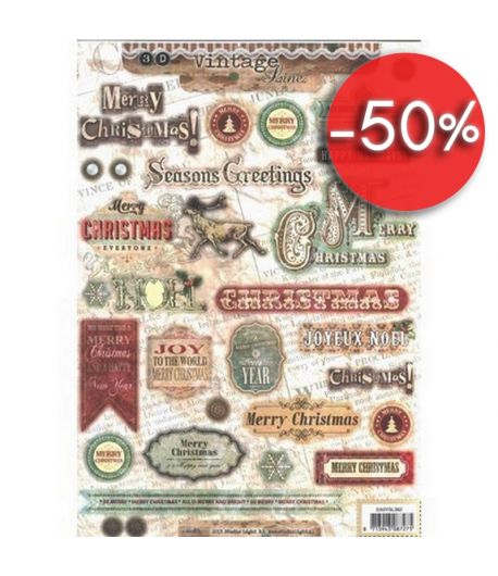 FEUILLE 3D JOYEUX NOEL VINTAGE