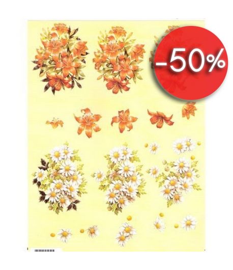 FEUILLE 3D BOUQUETS LYS ET MARGUERITES