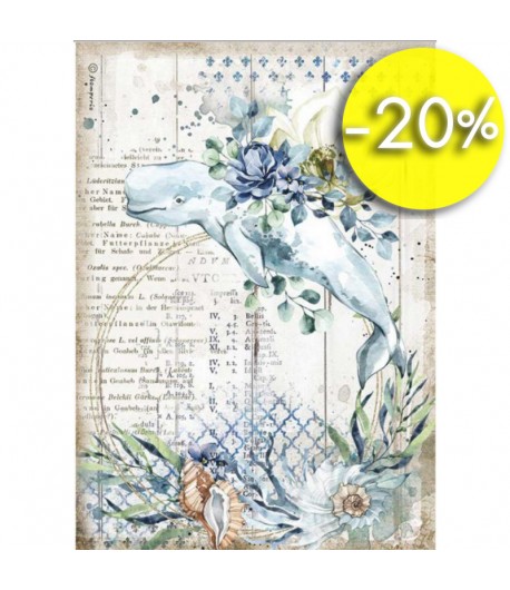 PAPIER DE RIZ A4 ROMANTIC - SEA DREAM TEXTURE 21X29.7 - DFSA4563 - STAMPERIA