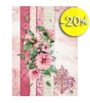 PAPIER DE RIZ A4  FLEURS ROSES 21 X 29.7 DFSA4415