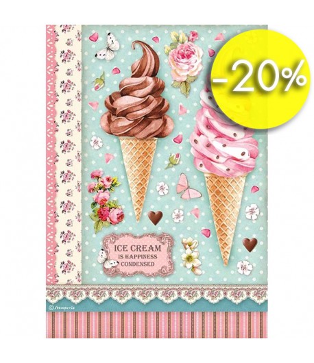 PAPIER DE RIZ A4  PATISSERIE GLACES  21 X 29.7 - DFSA4504 - STAMPERIA