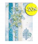 PAPIER DE RIZ A4  FLEURS BLEUES 21 X 29.7 DFSA4417