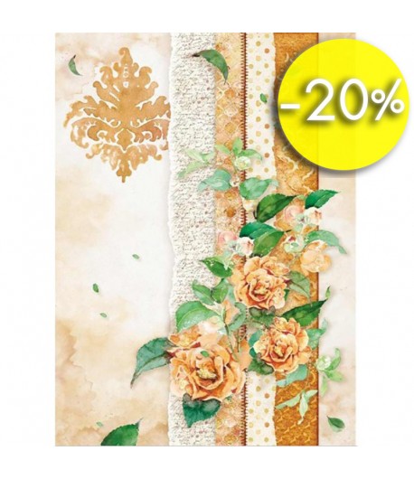 PAPIER DE RIZ A4  FLEURS ORANGES 21 X 29.7 DFSA4416