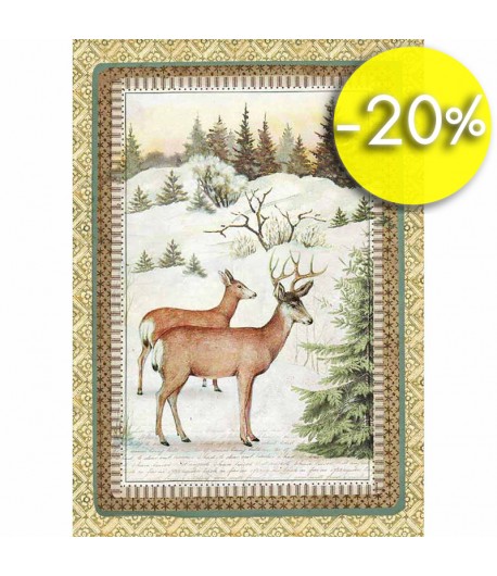 PAPIER DE RIZ WINTER BOTANIC 21 X 29.7 DFSA4328