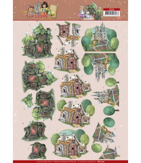 FEUILLE 3D FAIRYTALES HOUSES CD11230