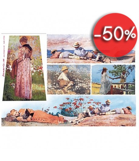 PAPIER DE RIZ PLAGES AQUARELLE 33 X 48 CM