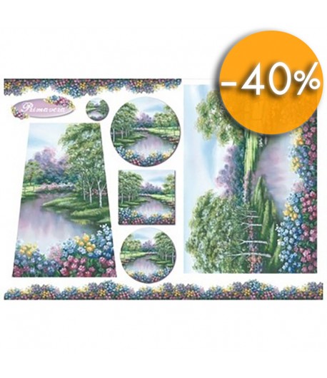 PAPIER DE RIZ PRINTEMPS SUR LE LAC 33 X 48 CM DFS127