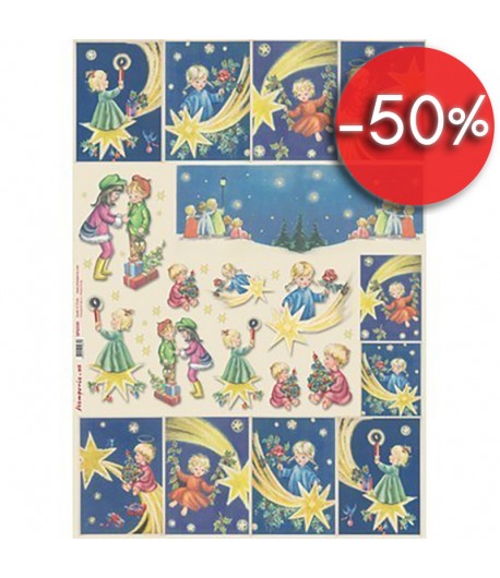 PAPIER DECOUPAGE ENFANTS ET COMETES 50 X 70 CM