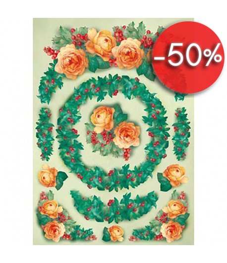 PAPIER DECOUPAGE ROSES JAUNES 50 X 70 CM
