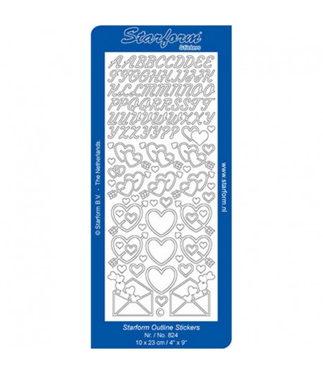 STICKERS ALPHABET ET COEURS  - OR