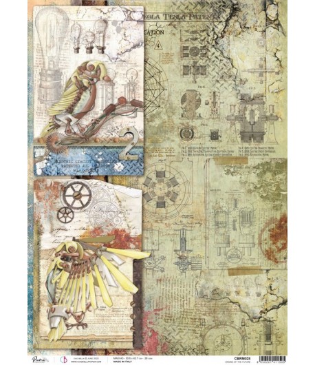 PAPIER DE RIZ A3 ENGINE OF THE FUTURE 30.6 X 42.7CM CBRM028 CIAO BELLA