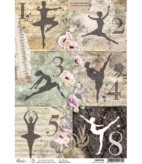 PAPIER DE RIZ A4 LES PAS DE DANSE 21 X 29.7 CM CIAO BELLA CBRP25