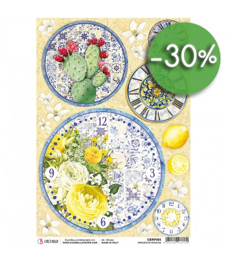 PAPIER DE RIZ OROLOGI DI MAIOLICA 21 X 29.7CM CBRP094
